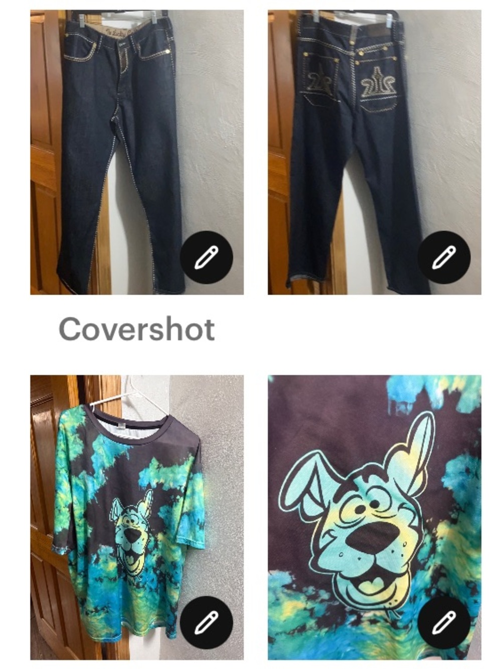 COOGI jeans sz36+Scooby tie-dye T-shirt 4XL
